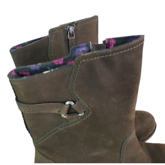 TEVA FOXY MID CALF WOMEN BOOTS LEATHER OLIVE GREEN US SZ 10 ZIPPER - Picture 4 of 12